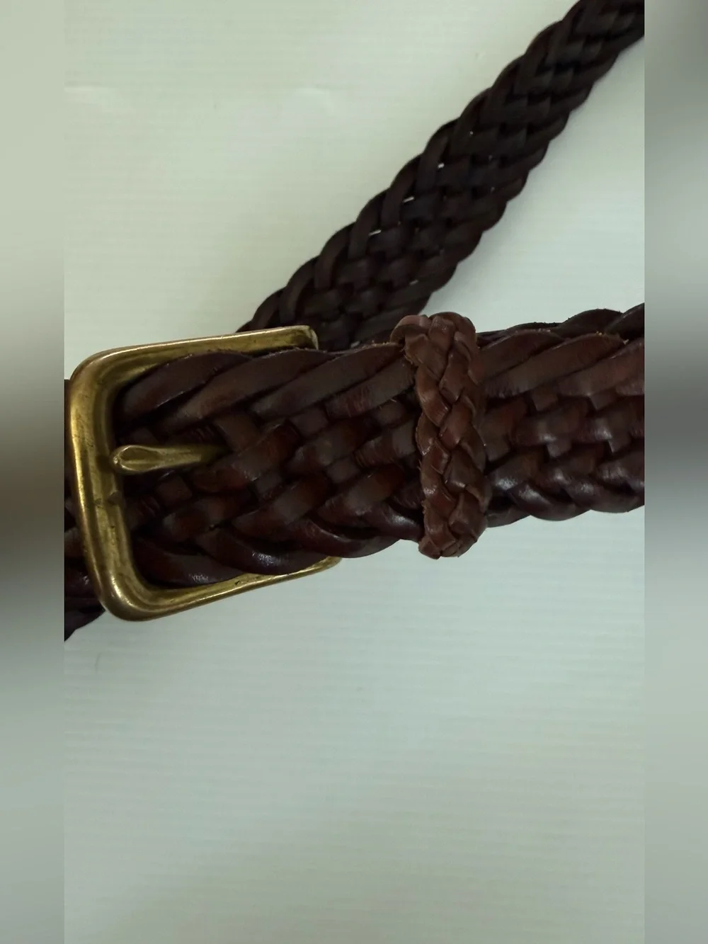 Polo Ralph Lauren Braided Leather Belt Mens Size 38/95 Brass Buckle RL 67
